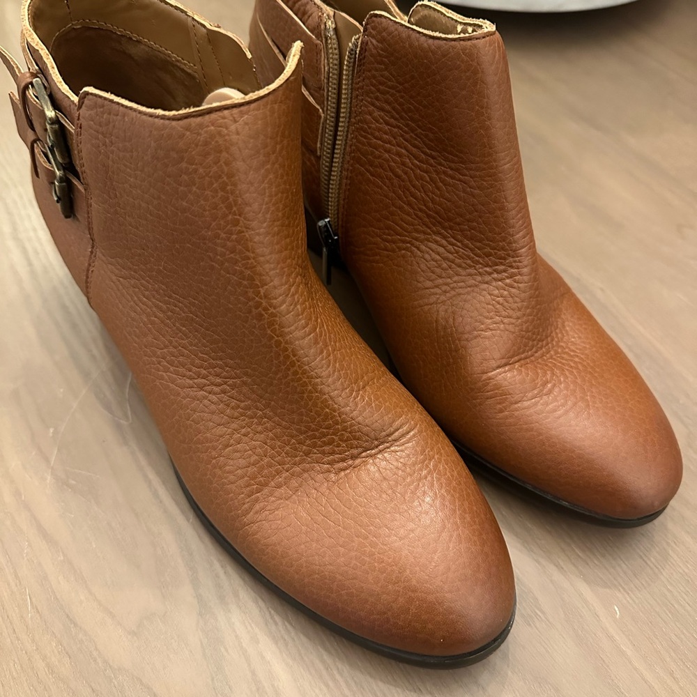 Brown Ankle Boots with Buckle Detail
